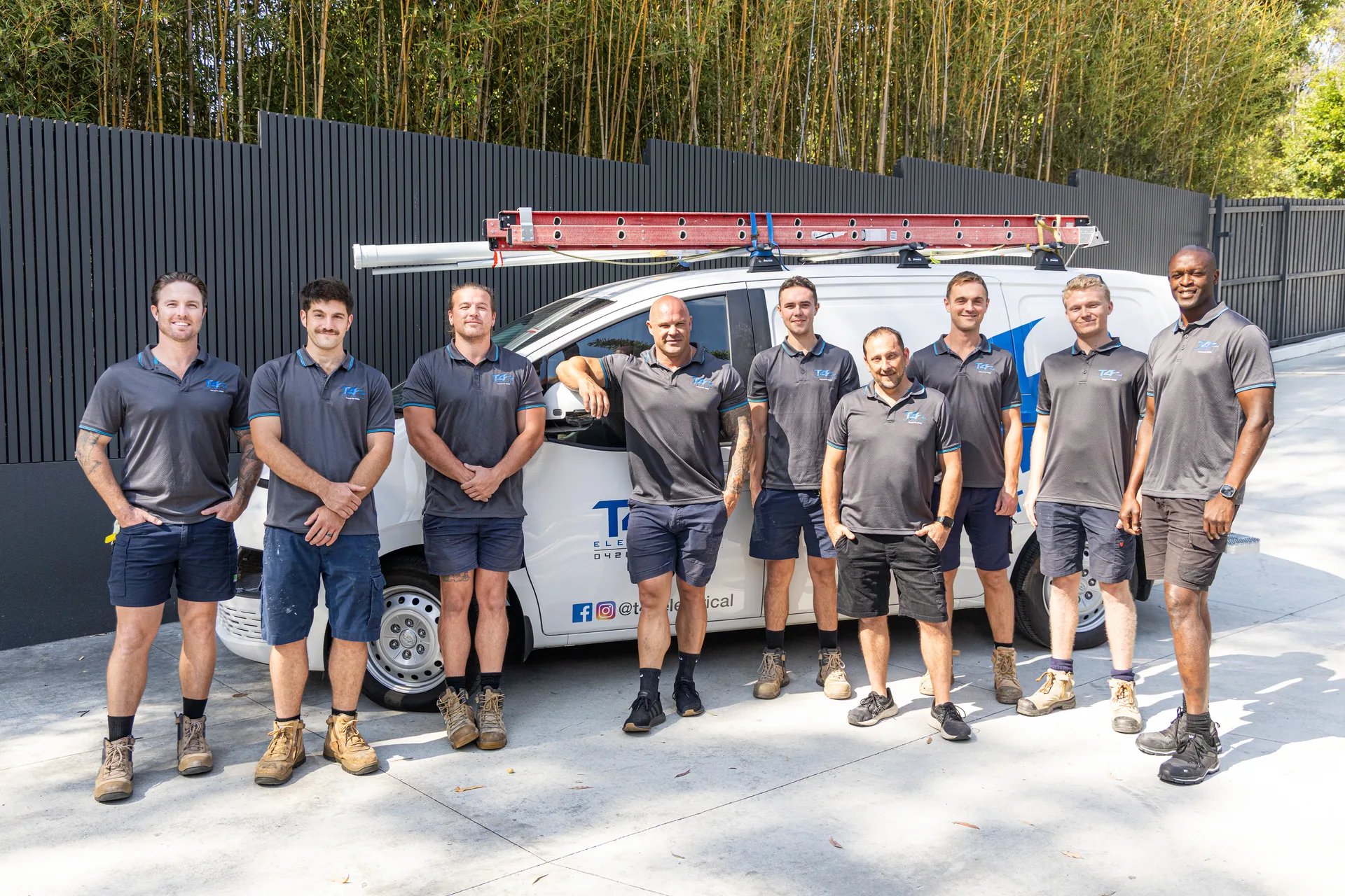 The Family Electrician Southport team with a service van